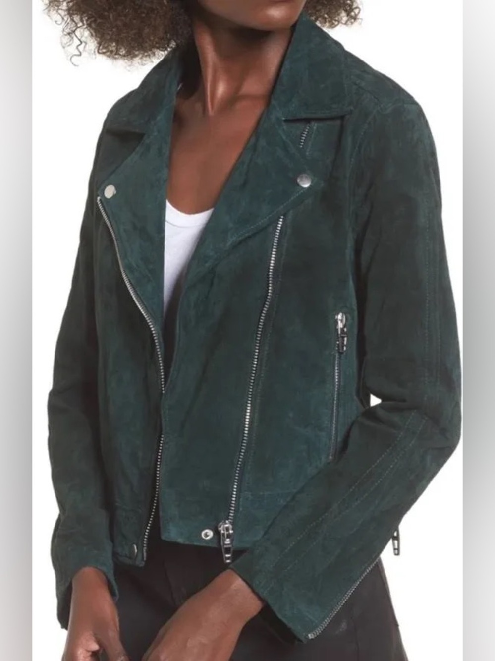 BLANKNYC 100% Genuine Suede Moto Jacket Dark Green